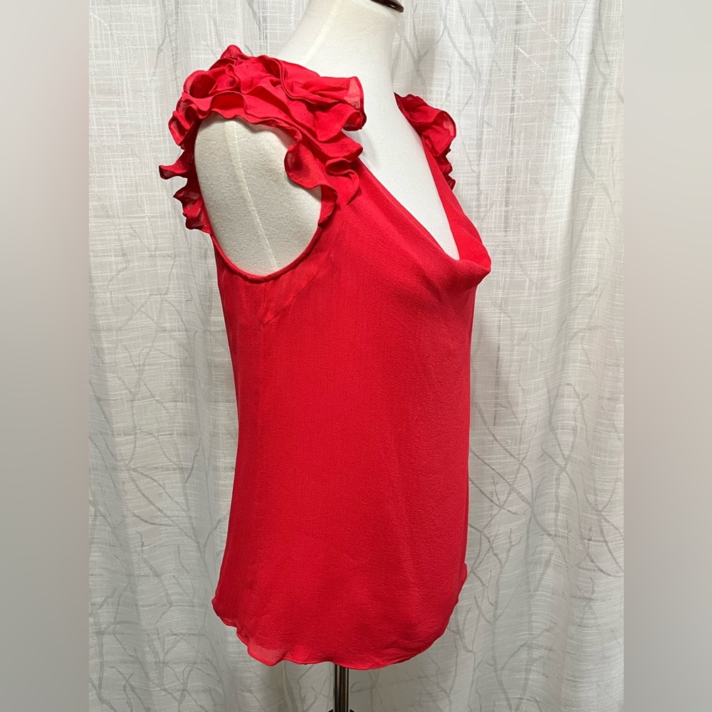 Leifsdottir Coral Silk Ruffle Sleeve Blouse - Picture 4 of 6